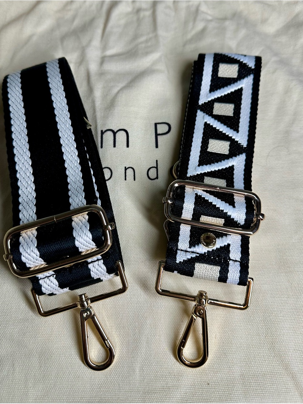 Black & White Adjustable Strap for Pom Pom - Designer Replacement Shoulder Strap
